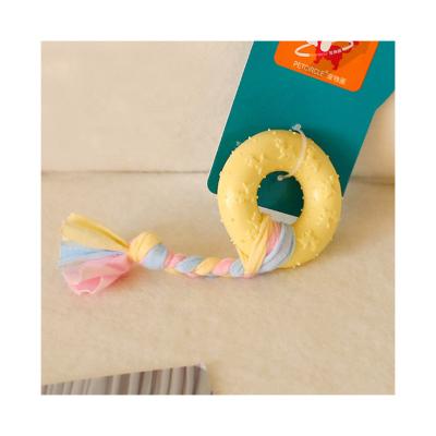 China Good Donut Sustainable Rubber Material Brand Elastic Dog Chew Interactive Pet Toy For Training for sale