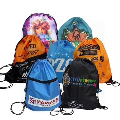 China Lightweight Commercial Popular Gifts Personalized Drawstring Bags Insurance Donations String Bag With Logo Printed Nylon Bag With String Custom Made for sale