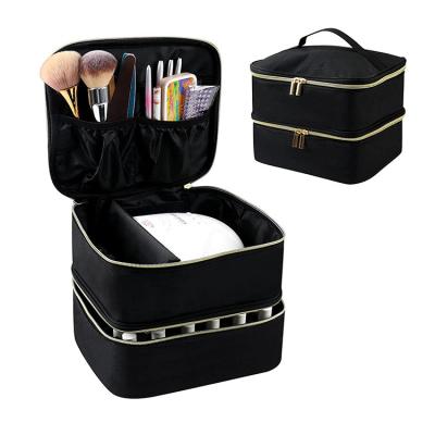 China Fashion Double Layer Multifunctional Travel Holder Case Case Essential Oil Lipstick Cosmetic Organizer Nail Polish Storage Bag for sale