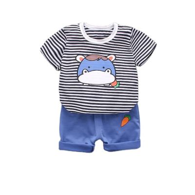 China Casual Baby Clothes Sets Low MOQ Babies Boy Various Design Jeans Summer T-shirt Sets Shorts 2pcs Sleeves Shorts 1-4years for sale