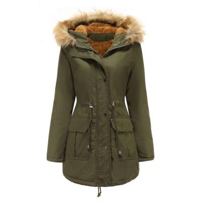 China Plus Size Plush Cotton-padded Jacket With Collar Hooded Winter Warm Fur Jacket Plus Size Women's Padded Jacket for sale