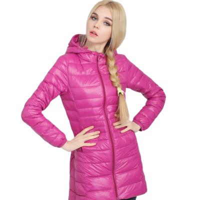 China Plus Size 2021 New Lightweight Down Jacket Mid Length Women Hooded Jacket Women Plus Size Women Jacket Winter for sale