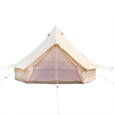 China Tube Type Tent Stake AIMOYU Bell Tent 4 Season Cotton Canvas Waterproof Large Family Beige Color Bell Tent Hunting Wall Tent With Roof Stove Jack Hole for sale