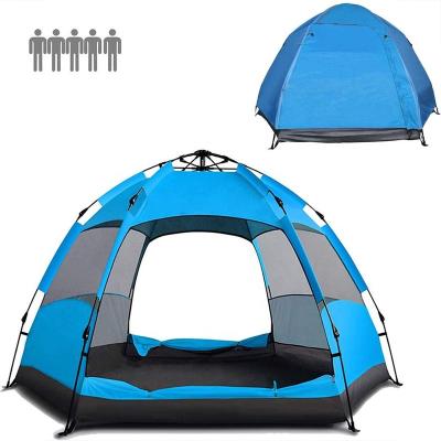 China AIMOYU New Design 5-7 Person Camping Double Layer Summer Automatic Tent Double Layer Summer Mongolian Hexagonal Yurt Tourist Tent Extended Type For Outdoor Travel for sale