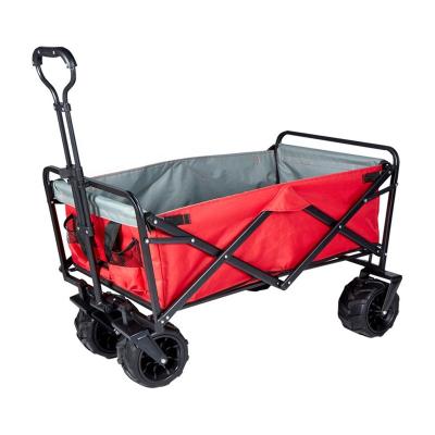 China AIMOYU Portable Heavy Duty Portable Garden Pull Cart Outdoor Foldable Beach Sport Cart Handle 4 Wheel Camping Utility Hike Cart for sale