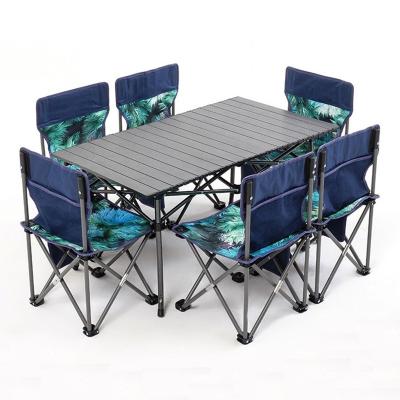 China AIMOYU Factory Easy Carry Outdoor Folding Table and Chair Set Steel Frame Chair Portable Aluminum Camping Picnic Table Chair Office Set for sale