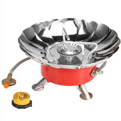 China AIMOYU Auto Outdoor Portable Backpack Lotus Windproof Camping Backpacking Gas Tactical Folding Stove for sale