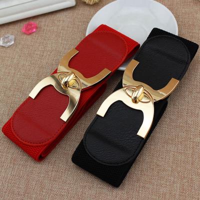 China Korean fashion ladies female wild belt autumn and winter style buckle decoration elastic waistband All-matching seal women's wide belt for sale