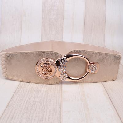 China Korean style female fashion rose rhinestone ornament waist seal joker women elastic waistband elastic waistband for sale