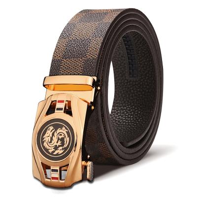 China Brown Fashion ALLOY Men Cowhide Leather Ratchet Black Unisex Genuine Dress Belt Automatic Sliding Buckle Belt for sale