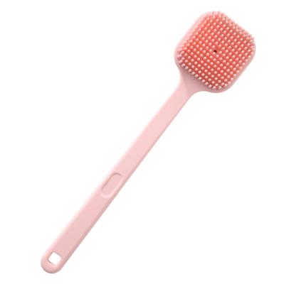 China Long Handle Soft and Stiff Massage Stiffens Bath Body Exfoliating Cleaner Silicone Shower Brush with Long Handle for sale