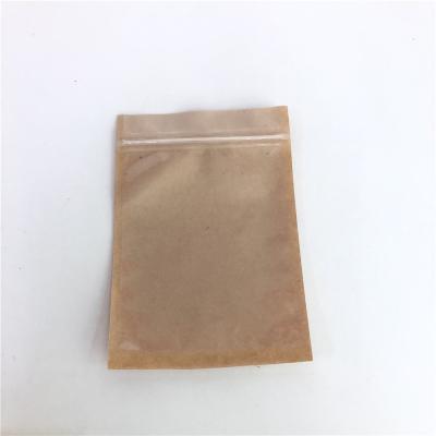 China Moisture Proof Custom Biodegradable Kraft Paper Zipper Bags 3 Sides Sealed Pouch With Transparent Front for sale