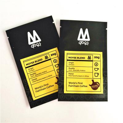 China Pla Material Moisture Proof Compostable Backing Up Matte Mylar Zipper Bag Coffee Tea Bag Black Sample Tea Bag for sale