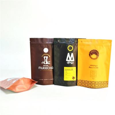 China 250g 1kg 340g Coffee Ziplock Pouch Food Grade Black Matt Surface Coffee Bag With Valve Aluminum Foil Moisture Proof Ziplock Pouch for sale