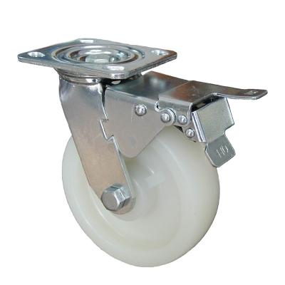 China Industry Heavy Duty PIVOT Stem Swivel Plate Nylon Caster Wheels With Brake for sale