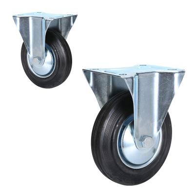 China Other 6 Inch Industrial Iron Rubber Fixed Heavy Duty Casters Running Wheels for sale