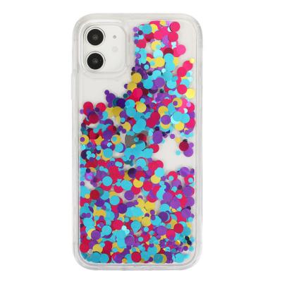 China Glitter Glitter Liquid Quicksand Shockproof Round Phone Case Cover For iPhone 14 13 12 Pro Max for sale