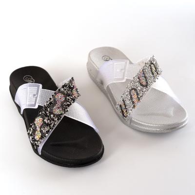 China Massage Customized Wholesale PVC Material Ladies Low Heels Slippers Cross Flat Sandals Spring And Summer Beach for sale