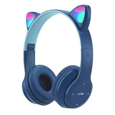 China 2022 Led Headband Light Up P47 Wireless Music Headphones Cute Cat Ear Gaming Over Ear Headphones For PC Phone Tablet for sale