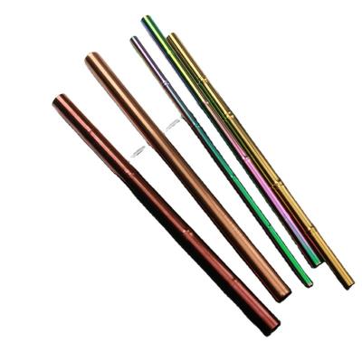 China Sustainable Bamboo Shape Multiple Color Thick Rose Fancy Champagne Gold White 304 Stainless Steel Metal Straws for sale