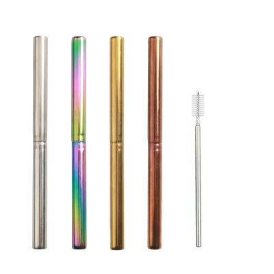 China Sustainable Collapsible Multiple Color Deep Mounted Fancy White 304 Stainlessn Steel Champagne Gold Drinking Straws for sale