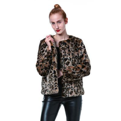 China 2021 New Design Anti Wrinkle Stylish Women Khaki Leopard Print Long Sleeve Fashion Winter Warm Fur Coats Faux Outwear for sale