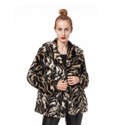 China Tiger Coat Winter Trending Ladies Faux Fur Fluffy Fluffy Jacket Fashion Warm Fluffy Parka Customize Overcoat For Outwear for sale