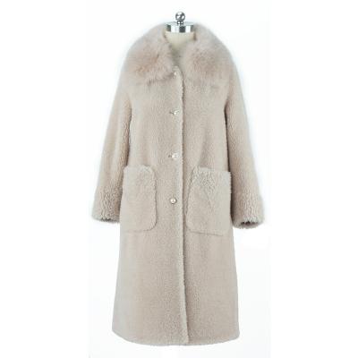 China Real Warm Ladies Plus Size Women's Thick Warm Soft Woolen Coat Coats Real Fox Collar Plaid Jacket for sale