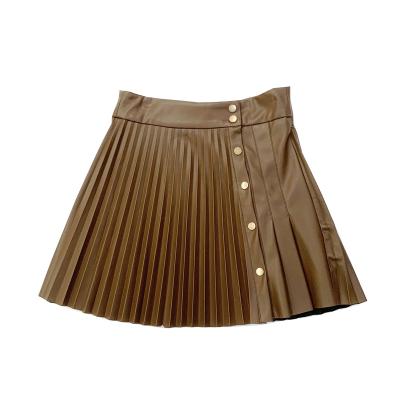 China Cheap Breathable Women's Faux Slim Classic PU Skirt Pleated Leather Elegant Mini Dress Ladies Office for sale