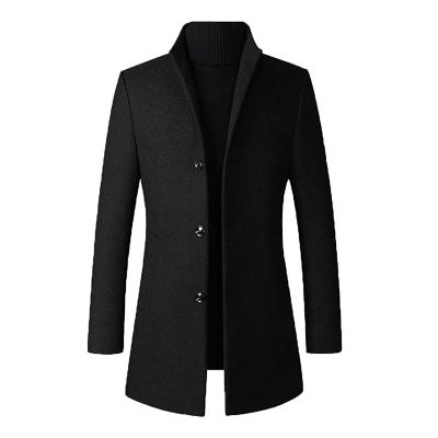 China Excellent Quality Low Price Anti-Wrinkle Pea Coat Xxl Mens Wool Black Trench Coat for sale