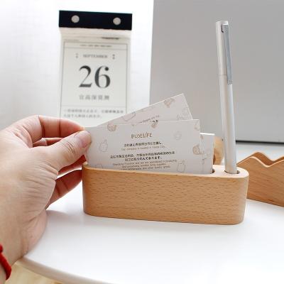 China Sustainable Custom bamboo desktop business card holder case for sale