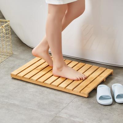 China Sustainable Eco-friendly Non-slip Rectangle bamboo bath mat for sale