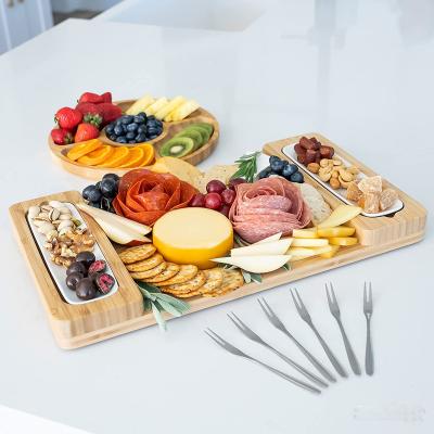 China Sustainable Unique Housewarming Gift Large Charcuterie Board set bamboo cheese board for sale