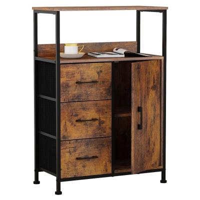 China Eco-friendly Material Modern Industrial Energy Storage Cabinet with 3 Drawers and Door Wood Office Cabinet with Sturdy Frame Sideboard for sale