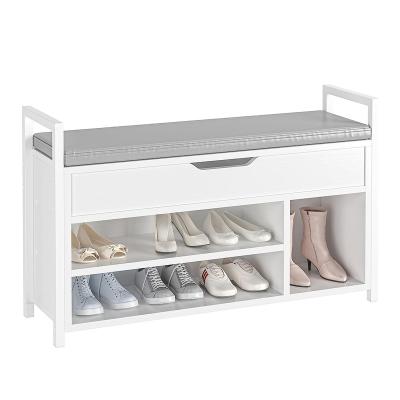 China Eco-friendly Material Metal and Wood Board Shoe Storage Bench, Entryway Bench with Soft Lift Top Storage Box 2-Tier Shoe Rack Organizer for sale