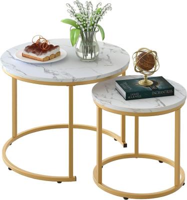 China Adjustable (height) Round  Marble  Wood top Coffee Table set Luxury Modern Industrial Simple Nightstand for sale