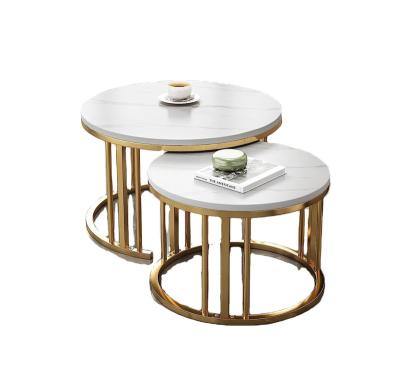 China Adjustable (height) Gold Brass Round Nesting Modern Luxury Coffee Table Set for sale