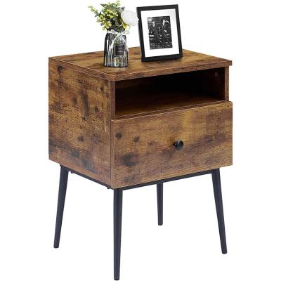 China Industrial Modern End Side Tables, 2 Sets Nightstand with 3-Layer Storage Shelf for Small Spaces, Living Room, Bedroom for sale