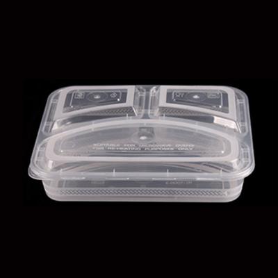 China 100% Food Grade Materials 3 Compartments Hinged Clear Disposable PP Food Containers Clam Shell PP Food Clamshell Box for sale