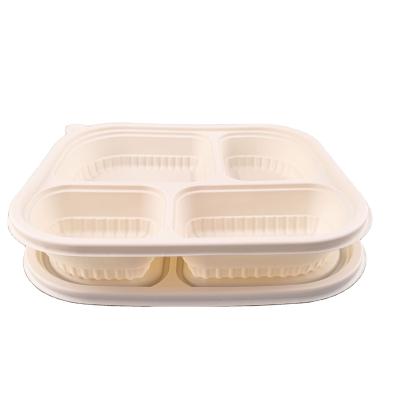 China Biodegradable 1000ml Cornstarch Box Take Out Container Food Box With 4 Compartments Lunch Box Cornstarch for sale