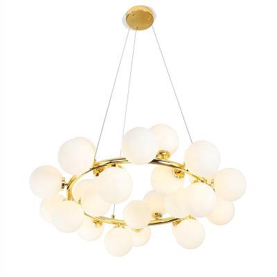 China Modern White Round Glass Pendant Lamp Bubble Ball Chandelier for sale