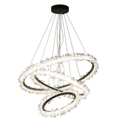 China Residential Modern Creative Circle Crystal Chandelier For Living Room Led Ring Chandelier for sale