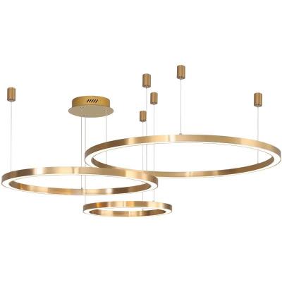 China Round Fancy Circular Chandelier Large Outdoor Mounted Decorative Gold Led Ring Pendant Light for sale