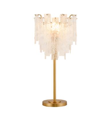 China Modern Glass Crystal Table Lamp Metal Gold Shade Modern Base For Bedroom for sale