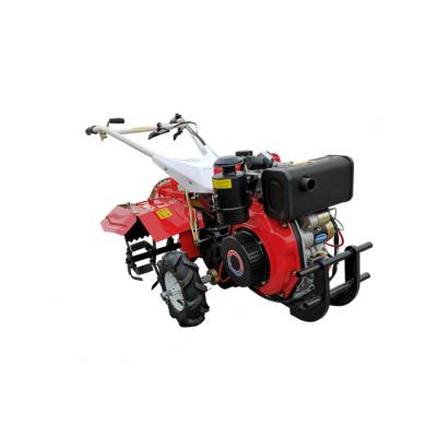 China Home use small handheld rotary diesel rear tiller four wheel drive micro tiller rotary micro tiller for sale