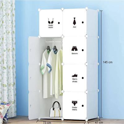 China Adjustable Simple Modern Single Storage Cabinet Bedroom Set Wardrobe Room (Size) Rental Storage Hanging Household Plastic Wardrobe for sale