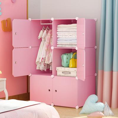 China Storage Cabinet Adjustable Plastic Wardrobe Children's Toy Box Wardrobe Bedroom Shelf Living Room (Waist) Wardrobe for sale