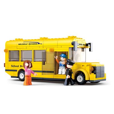 China 219PCS City Building Kit Construction Toy Sluban Building Blocks M38-B0507 School Bus For Children for sale