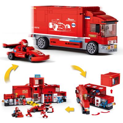 China Toy Sluban Building Blocks M38-B0375 F1 Racing Car Station 557PCS City Car Series Building Kit For Kids for sale