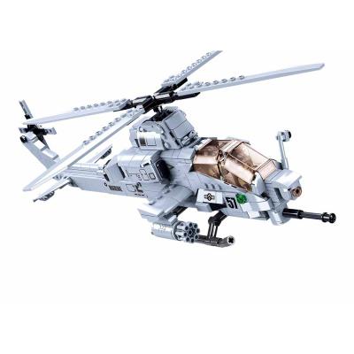 China Flat Model Bricks Construction Toy Sluban's Gunship Helicopter Army Kit Building Blocks 482PCS M38-B0838 AH-1Z for Kids for sale